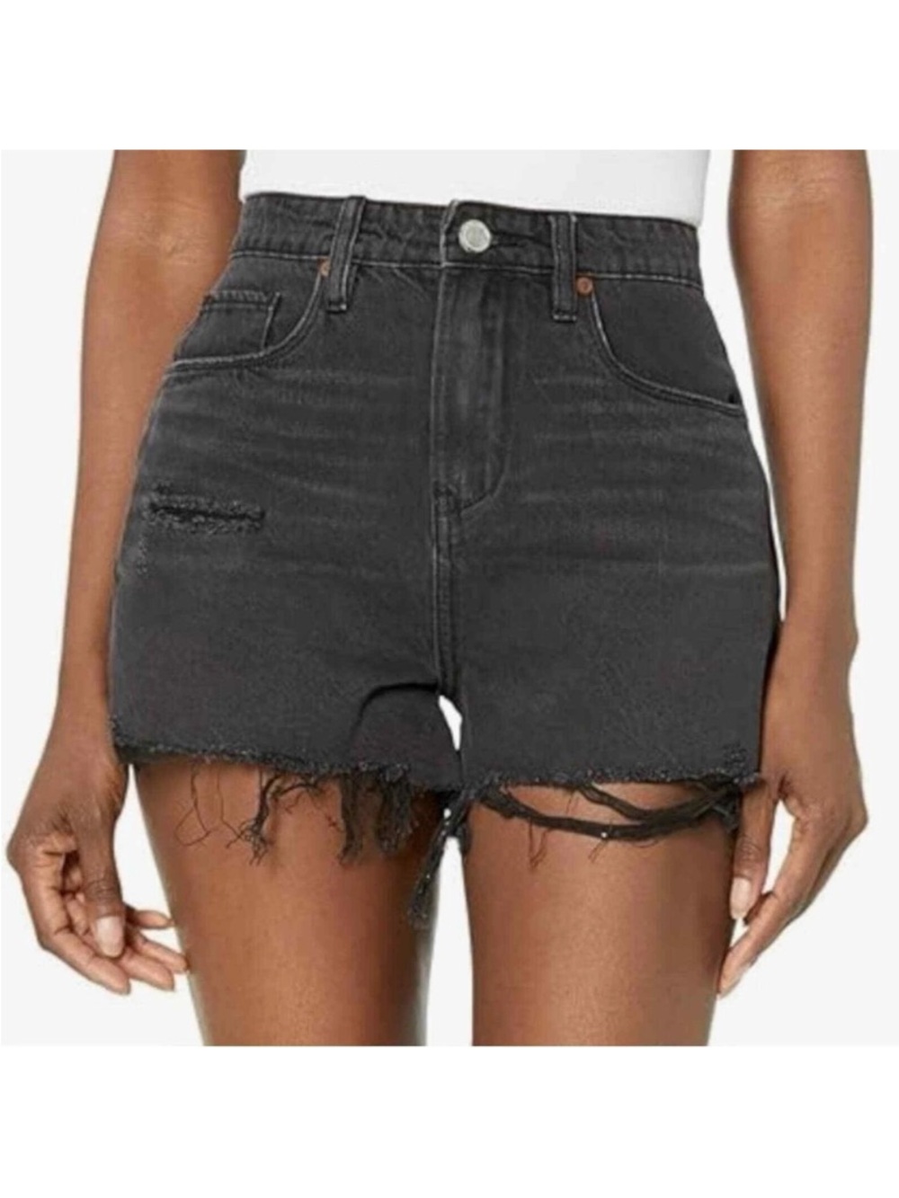 Blank NYC The Reeve High Rise Ribcage Black‎ Shorts NWT